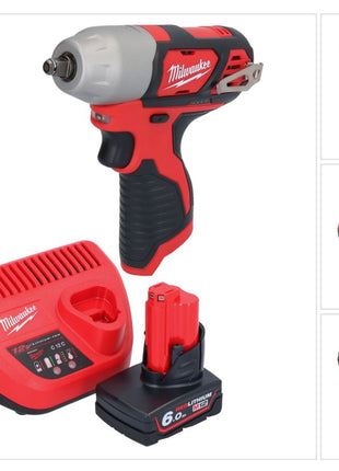 Milwaukee M12 BIW38-601 akumulatorowy klucz udarowy 12 V 135 Nm 3/8˝ + 1x akumulator 6,0 Ah + ładowarka