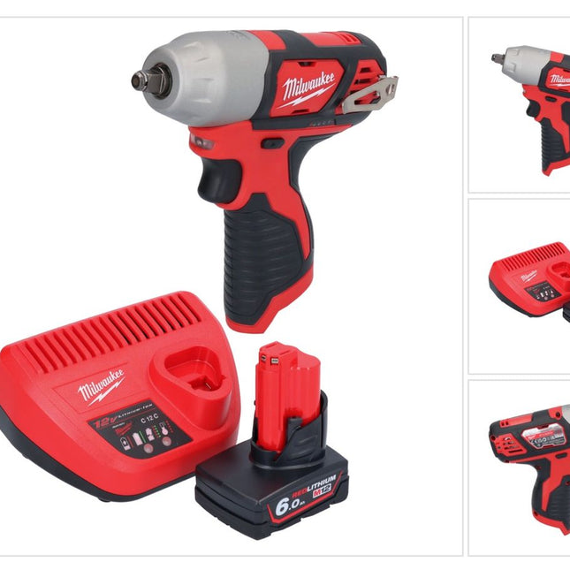 Milwaukee M12 BIW38-601 akumulatorowy klucz udarowy 12 V 135 Nm 3/8˝ + 1x akumulator 6,0 Ah + ładowarka