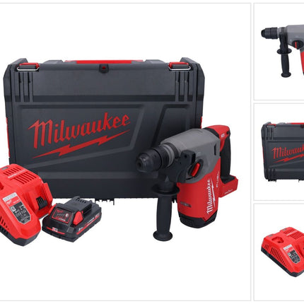 Milwaukee M18 ONEFHX-301X akumulatorowy młot udarowo-obrotowy 18 V 2,5 J SDS-Plus Brushless + 1x akumulator 3,0 Ah + ładowarka + skrzynka HD