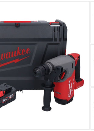 Milwaukee M18 ONEFHX-501X Akumulatorowy młot udarowo-obrotowy 18 V 2,5 J SDS-Plus Brushless + 1x akumulator 5,0 Ah + skrzynka HD - bez ładowarki