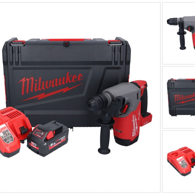 Milwaukee M18 ONEFHX-551X Akumulatorowy młot udarowo-obrotowy 18 V 2,5 J SDS-Plus Brushless + 1x akumulator 5,5 Ah + ładowarka + skrzynka HD