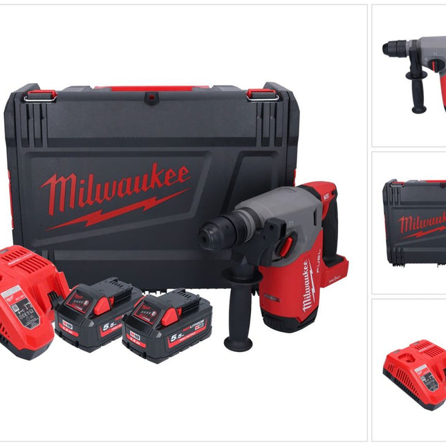 Milwaukee M18 ONEFHX-552X akumulatorowy młot udarowo-obrotowy 18 V 2,5 J SDS-Plus ( 4933478504 ) bezszczotkowy + 2x akumulator 5,5 Ah + ładowarka + skrzynka HD