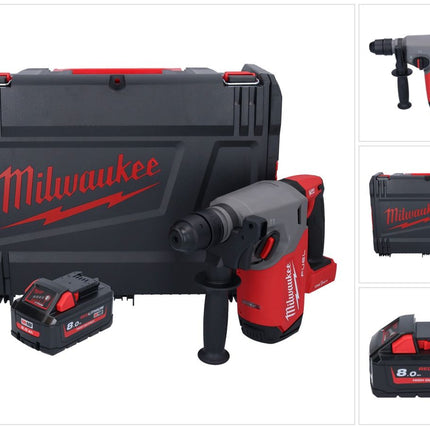 Milwaukee M18 ONEFHX-801X Akumulatorowy młot udarowo-obrotowy 18 V 2,5 J SDS-Plus Brushless + 1x akumulator 8,0 Ah + skrzynka HD - bez ładowarki