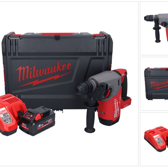 Milwaukee M18 ONEFHX-801X Akumulatorowy młot udarowo-obrotowy 18 V 2,5 J SDS-Plus Brushless + 1x akumulator 8,0 Ah + ładowarka + skrzynka HD