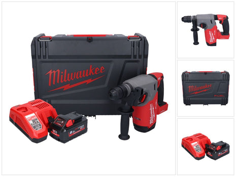 Milwaukee M18 ONEFHX-801X Akumulatorowy młot udarowo-obrotowy 18 V 2,5 J SDS-Plus Brushless + 1x akumulator 8,0 Ah + ładowarka + skrzynka HD