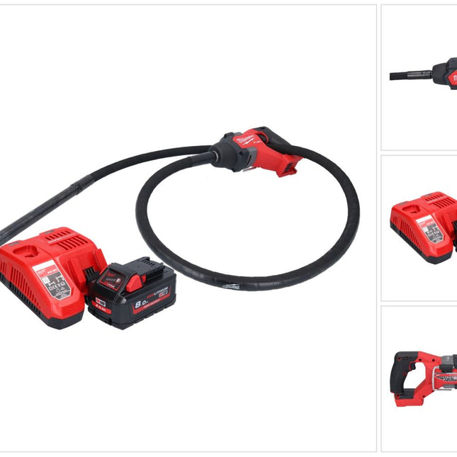 Milwaukee M18 FCVN24-801 Akumulatorowy wibrator do betonu 18 V 2,4 m bezszczotkowy + 1x akumulator 8,0 Ah + ładowarka