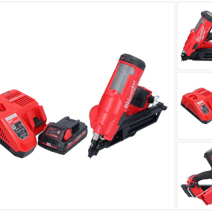 Milwaukee M18 FFN-301 gwoździarka akumulatorowa 18 V 50 - 90 mm bezszczotkowa + 1x akumulator 3,0 Ah + ładowarka