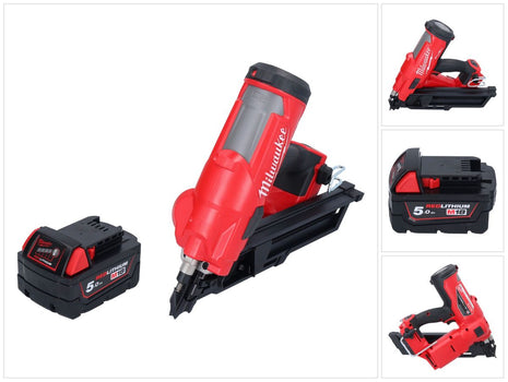 Milwaukee M18 FFN-501 gwoździarka akumulatorowa 18 V 50 - 90 mm bezszczotkowa + 1x akumulator 5,0 Ah - bez ładowarki