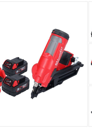 Milwaukee M18 FFN-502 Akku Nagler 18 V 50 - 90 mm Brushless + 2x Akku 5,0 Ah + Ladegerät