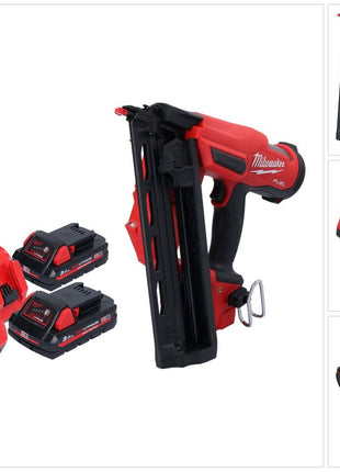 Milwaukee M18 FN16GA-302 Gwoździarka akumulatorowa 18 V 32 - 64 mm bezszczotkowa + 2x akumulator 3,0 Ah + ładowarka