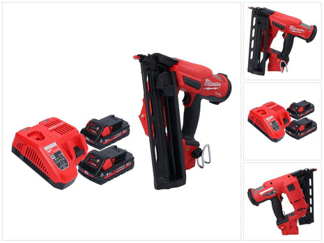 Milwaukee M18 FN16GA-302 Gwoździarka akumulatorowa 18 V 32 - 64 mm bezszczotkowa + 2x akumulator 3,0 Ah + ładowarka