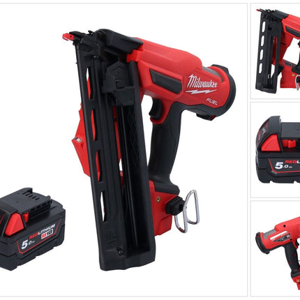 Milwaukee M18 FN16GA-501 Gwoździarka akumulatorowa 18 V 32 - 64 mm bezszczotkowa + 1x akumulator 5,0 Ah - bez ładowarki