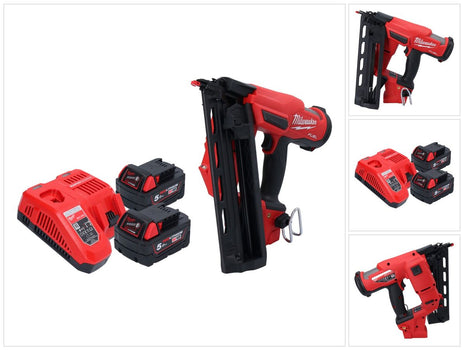 Milwaukee M18 FN16GA-502 Gwoździarka akumulatorowa 18 V 32 - 64 mm bezszczotkowa + 2x akumulator 5,0 Ah + ładowarka