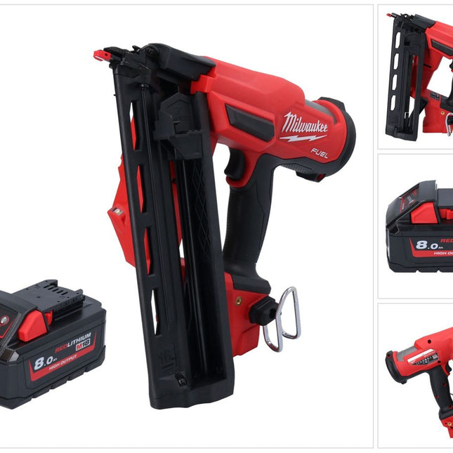 Milwaukee M18 FN16GA-801 Gwoździarka akumulatorowa 18 V 32 - 64 mm bezszczotkowa + 1x akumulator 8,0 Ah - bez ładowarki