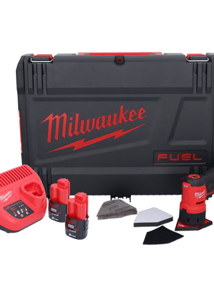 Milwaukee M12 FDSS-202X Akku Punktschleifer 12 V 88,8 x 63,5 mm Brushless + 2x Akku 2,0 Ah + Ladegerät + HD-Box