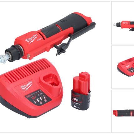 Milwaukee M12 FTB-201 akumulatorowa frezarka do opon 12 V 7/16" Hex bezszczotkowa + 1x akumulator 2,0 Ah + ładowarka