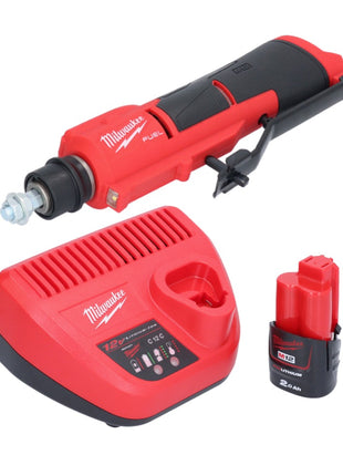 Milwaukee M12 FTB-201 Ponceuse à pneu sans fil 12 V 7/16'' Hex Brushless + 1x batterie 2,0 Ah + chargeur