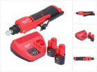 Milwaukee M12 FTB-202 Gommeuse de pneus sans fil 12 V 7/16'' Hex Brushless + 2x batterie 2,0 Ah + chargeur