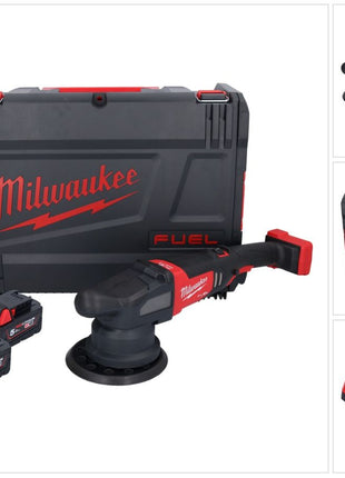 Pulidora excéntrica a batería Milwaukee M18 FROP21-502X 18 V 150 mm (4933478837) sin escobillas + 2x batería 5,0 Ah + cargador + caja HD