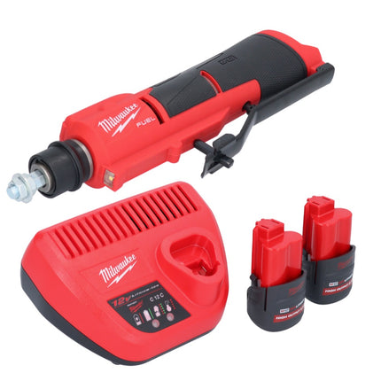 Milwaukee M12 FTB-252 akumulatorowa frezarka do opon 12 V 7/16" Hex bezszczotkowa + 2x akumulator 2,5 Ah + ładowarka