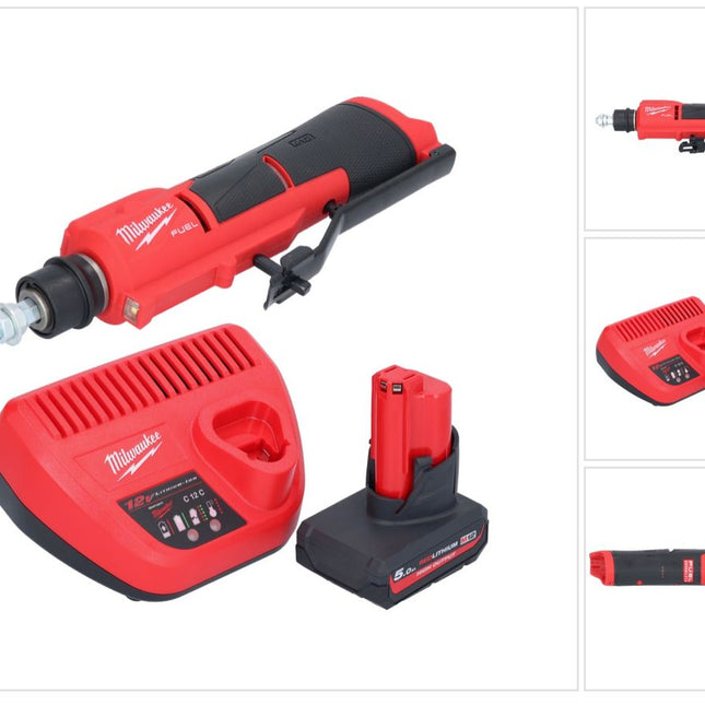 Milwaukee M12 FTB-501 akumulatorowa frezarka do opon 12 V 7/16" Hex bezszczotkowa + 1x akumulator 5,0 Ah + ładowarka