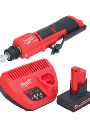 Milwaukee M12 FTB-501 akumulatorowa frezarka do opon 12 V 7/16" Hex bezszczotkowa + 1x akumulator 5,0 Ah + ładowarka