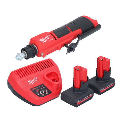 Milwaukee M12 FTB-502 akumulatorowa frezarka do opon 12 V 7/16" Hex bezszczotkowa + 2x akumulator 5,0 Ah + ładowarka