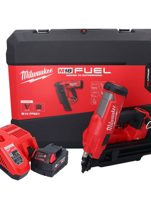 Cloueur à batterie Milwaukee M18 FFN21-401C 18 V 50 - 90 mm sans balais + 1x batterie 4,0 Ah + chargeur + coffret