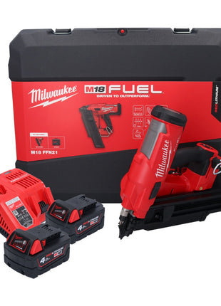 Milwaukee M18 FFN21-402C Gwoździarka akumulatorowa 18 V 50 - 90 mm bezszczotkowa + 2x akumulator 4,0 Ah + ładowarka + walizka