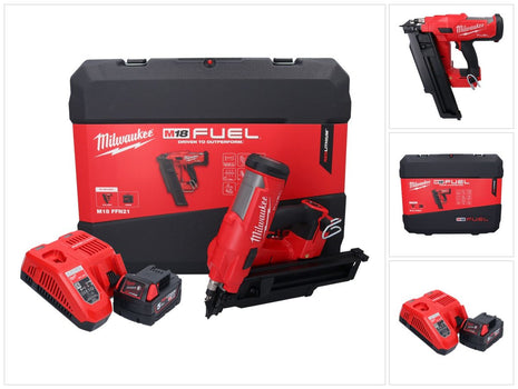 Milwaukee M18 FFN21-501C Gwoździarka akumulatorowa 18 V 50 - 90 mm bezszczotkowa + 1x akumulator 5,0 Ah + ładowarka + walizka