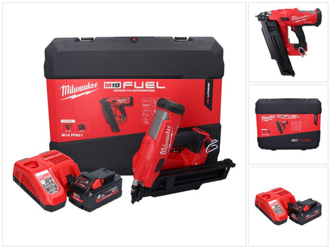 Milwaukee M18 FFN21-801C Gwoździarka akumulatorowa 18 V 50 - 90 mm bezszczotkowa + 1x akumulator 8,0 Ah + ładowarka + walizka