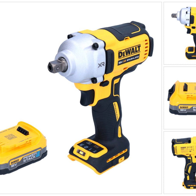 DeWalt DCF 892 N akumulatorowy klucz udarowy 18 V 812 Nm 1/2" bezszczotkowy + 1x akumulator Powerstack 1,7 Ah - bez ładowarki