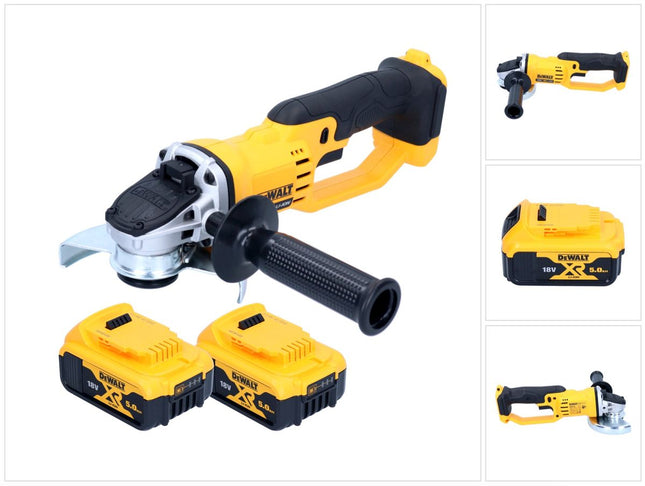 Akumulatorowa szlifierka kątowa DeWalt DCG 412 N 18 V 125 mm + 2x akumulator 5,0 Ah - bez ładowarki