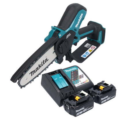 Makita DUC 150 RM201 Akumulatorowa pilarka łańcuchowa 18 V 15 cm bezszczotkowa + 2x akumulator 4,0 Ah + ładowarka