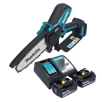Makita DUC 150 RT201 Akumulatorowa pilarka łańcuchowa 18 V 15 cm bezszczotkowa + 2x akumulator 5,0 Ah + ładowarka
