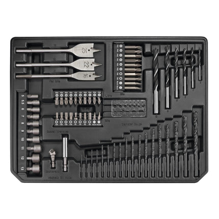 Akumulatorowa wiertarko-wkrętarka Makita DF 457 DWEX2 18 V 42 Nm seria G + 2x akumulator 1,5 Ah + ładowarka + 70-częściowy zestaw akcesoriów + walizka