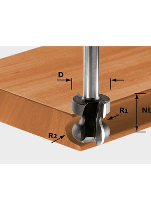 Festool HW S8 D22/16/R2.5+6 fresa de manillar 22 x 16 x 59 x 8 mm (491140) para fresadora OF 900, OF 1000, OF 1010, OF 1010 R, OF 1400, OF 2000, OF 2200