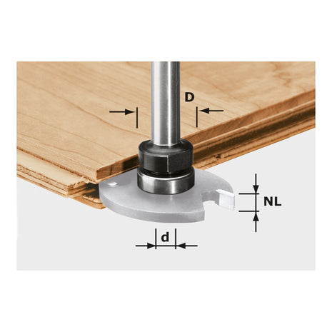 Festool S8 1,5-5 KL16 Frässpindel 43 x 6 x 16 mm ( 499803 ) in Verbindung mit Schlitzfräsern zum Nuten geeignet