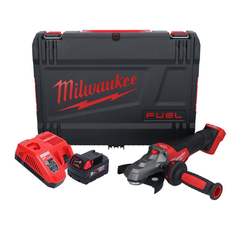 Milwaukee M18 FSAGF125XPDB-501X Akku Flachkopf Winkelschleifer 18 V 125 mm Brushless + 1x Akku 5,0 Ah + Ladegerät + HD Box