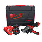 Amoladora angular de cabeza plana a batería Milwaukee M18 FSAGF125XPDB-502X 18 V 125 mm sin escobillas + 2x baterías 5,0 Ah + cargador + caja HD