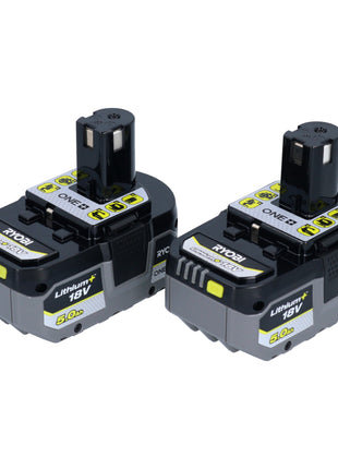 RYOBI RB18LL50F12B 2x batería 18 V 5,0 Ah / 5000 mAh Li-Ion (5133004831) con indicador de nivel de carga