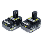 RYOBI RB18LL50F12B 2x batería 18 V 5,0 Ah / 5000 mAh Li-Ion (5133004831) con indicador de nivel de carga