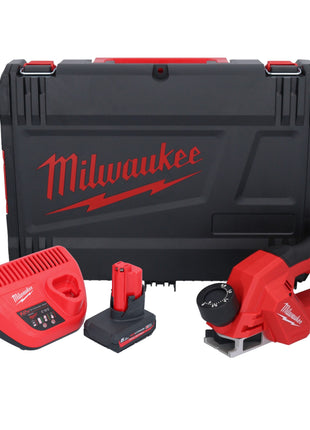 Raboteuse sur batterie Milwaukee M12 BLP-501X 12 V 51 mm brushless + 1x batterie 5,0 Ah + chargeur + boîtier HD