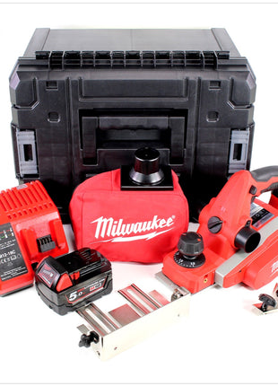 Milwaukee M18 BP - 501 18 V Akku Hobel in Stanley TSTAK Box + M18 B5 5,0 Ah Akku + M12 - 18 Ladegerät - Toolbrothers