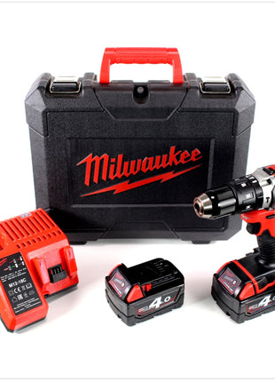 Milwaukee M18 BLPD 402 C 18 V Brushless Akku - Schlagbohrschrauber im Koffer + 2x 4.0 Ah Red Li-Ion Akkus + Milwaukee M12-18C Universal Akku Ladegerät - Toolbrothers