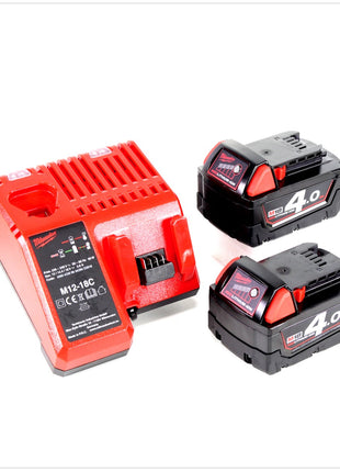 Milwaukee M18 BLPD 402 C 18 V Brushless Akku - Schlagbohrschrauber im Koffer + 2x 4.0 Ah Red Li-Ion Akkus + Milwaukee M12-18C Universal Akku Ladegerät - Toolbrothers