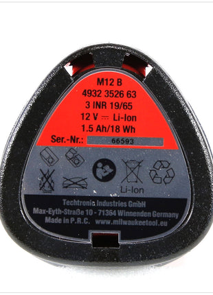 Milwaukee M12 B 12 V - 1,5 Ah / 1500 mAh Li-Ion AKKU - Toolbrothers