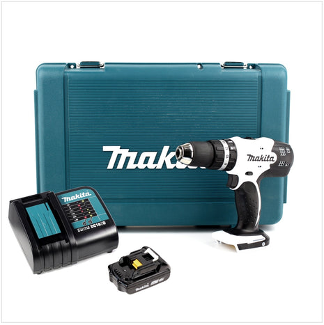 Makita DHP 453 SA1E W Akku Schlagbohrschrauber 18 V 42 Nm weiß + 1x Akku 2,0 Ah + Ladegerät + Koffer - Toolbrothers