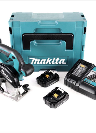 Makita DCS 551 RAJ Akku Metall Handkreissäge 18 V 150 mm Brushless + 2x Akku 2,0 Ah + Ladegerät + Makpac - Toolbrothers