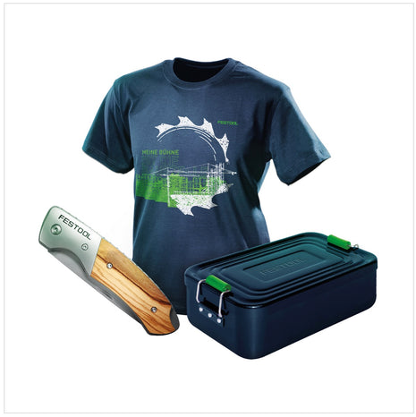 Festool Fan Paket 2017 mit T-Shirt Größe S + Vesper Brotdose + Klapp Messer - Toolbrothers